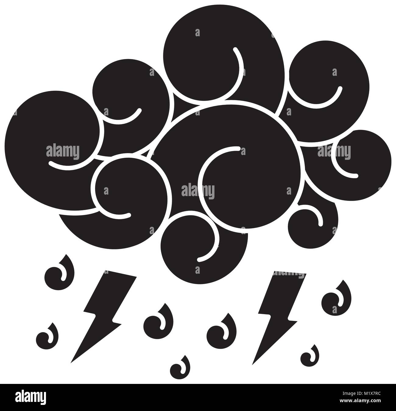 blue cloud lightning raindrops cartoon image Stock Vector Image & Art ...