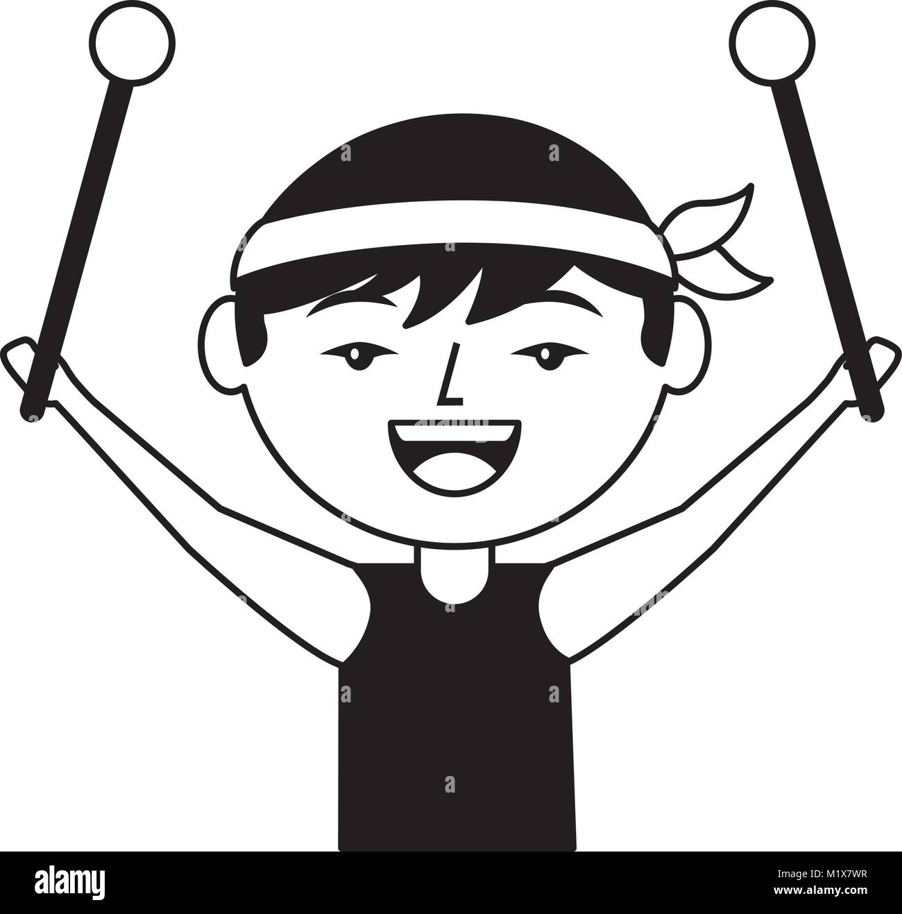 portrait cartoon man chinese with drumsticks Stock Vector Image & Art ...