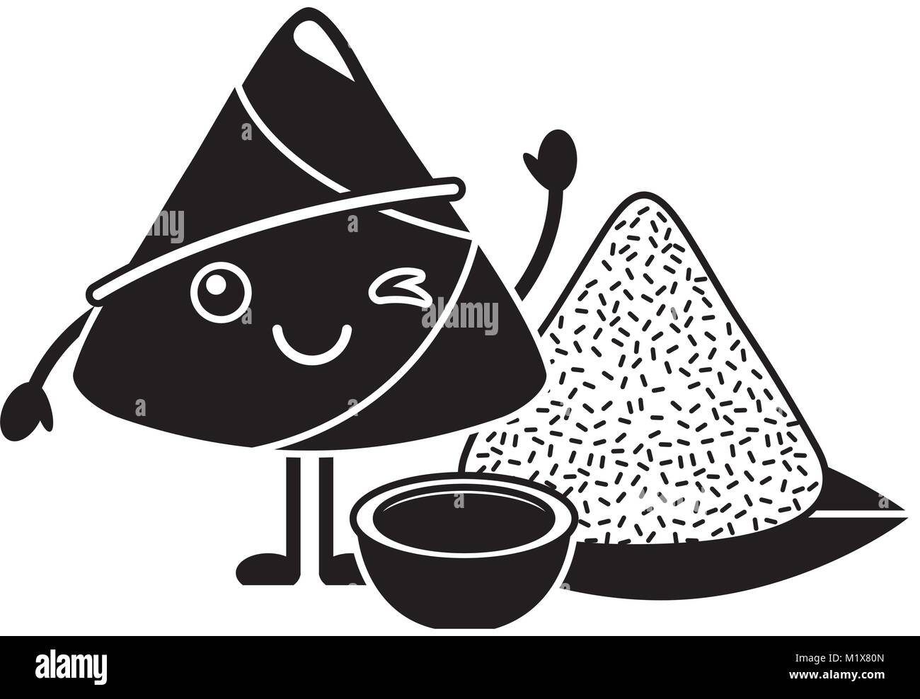 kawaii rice dumpling with sauce cartoon Stock Vector Image &amp; Art - Alamy