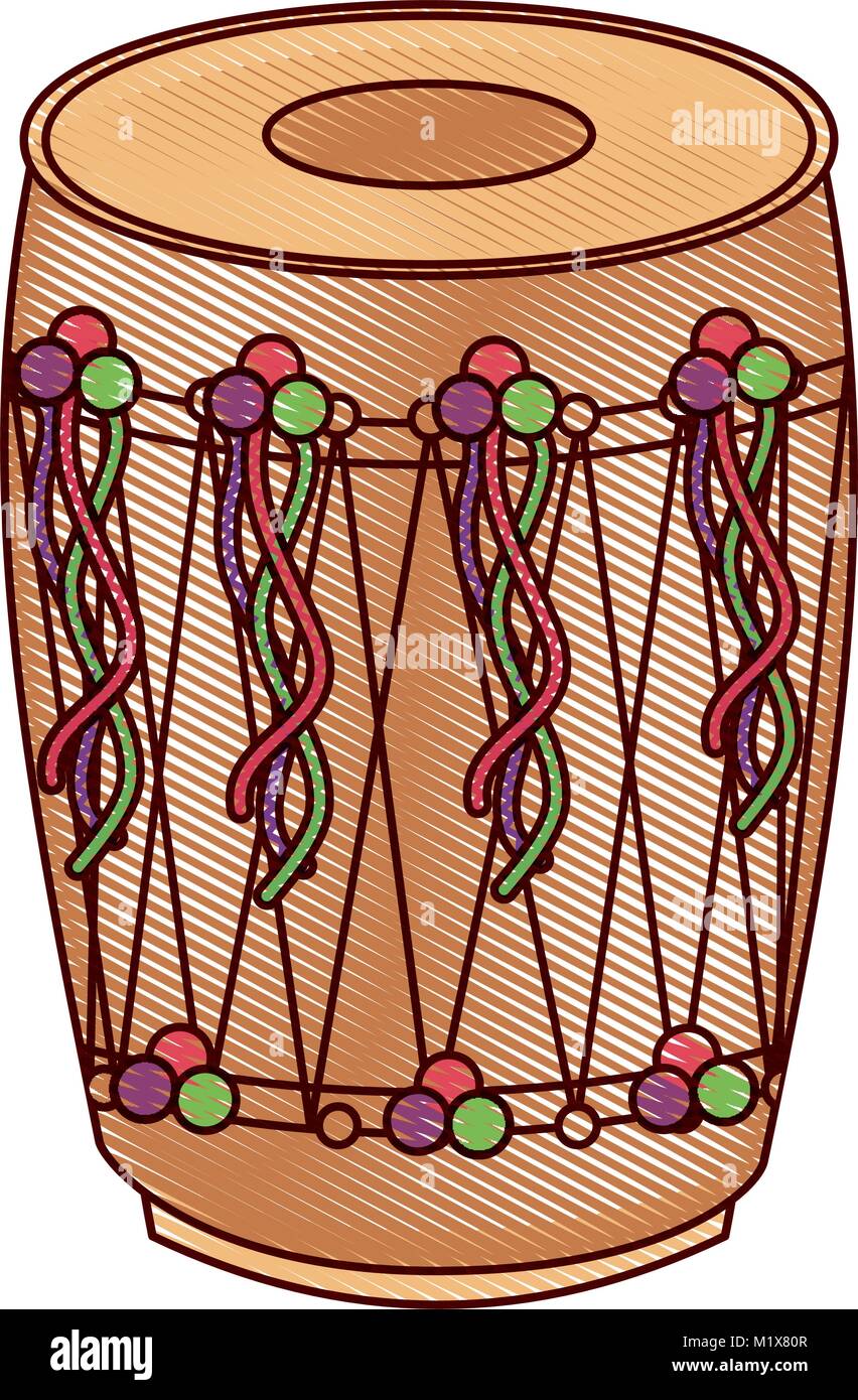 musical instrument punjabi drum dhol indian traditional Stock Vector