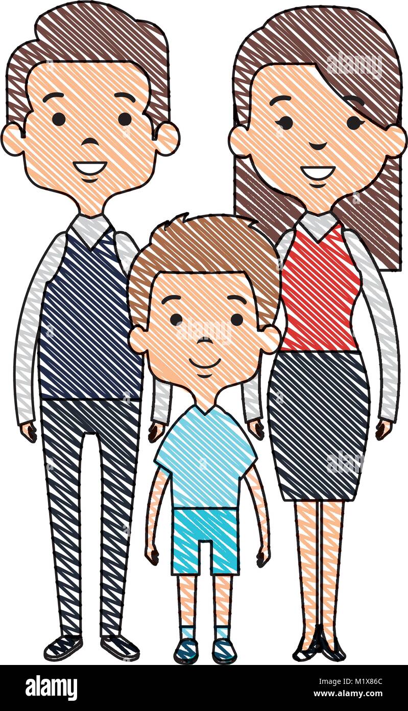 cute mother and father with son Stock Vector Image & Art - Alamy