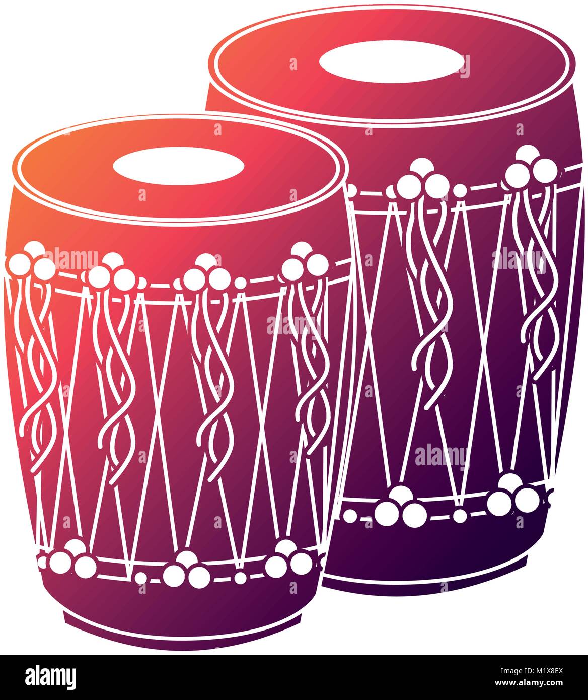 pair musical instrument punjabi drum dhol indian traditional vector