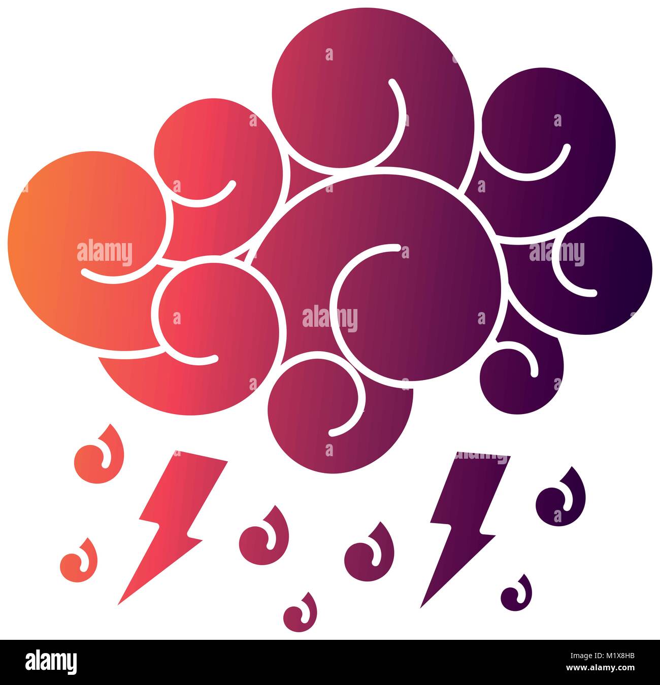 cloud lightning raindrops cartoon image Stock Vector Image & Art - Alamy