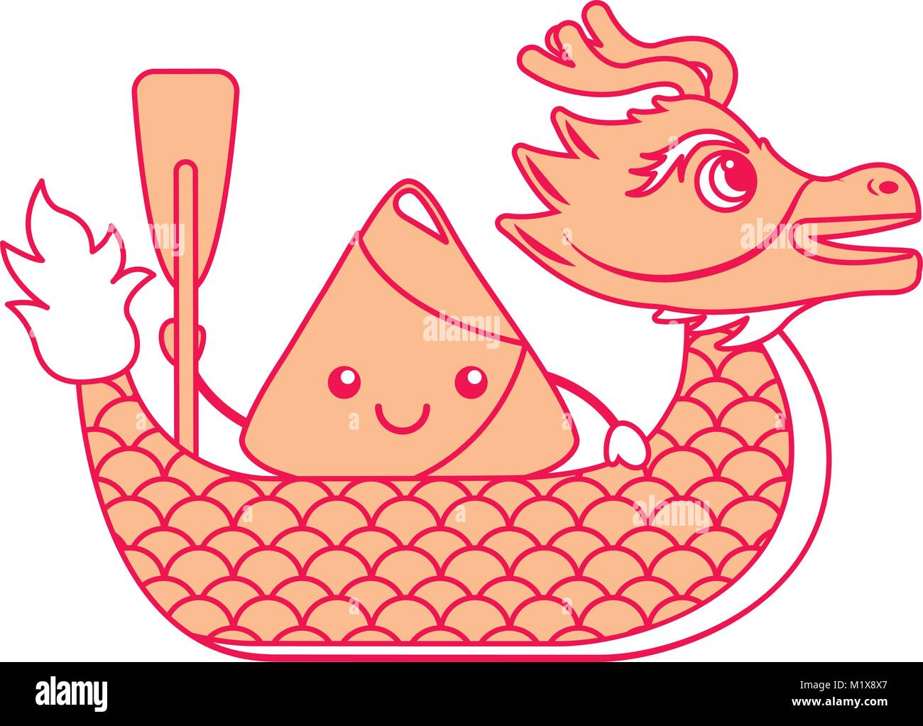 orange dragon rice dumpling paddling festival chinese Stock Vector ...
