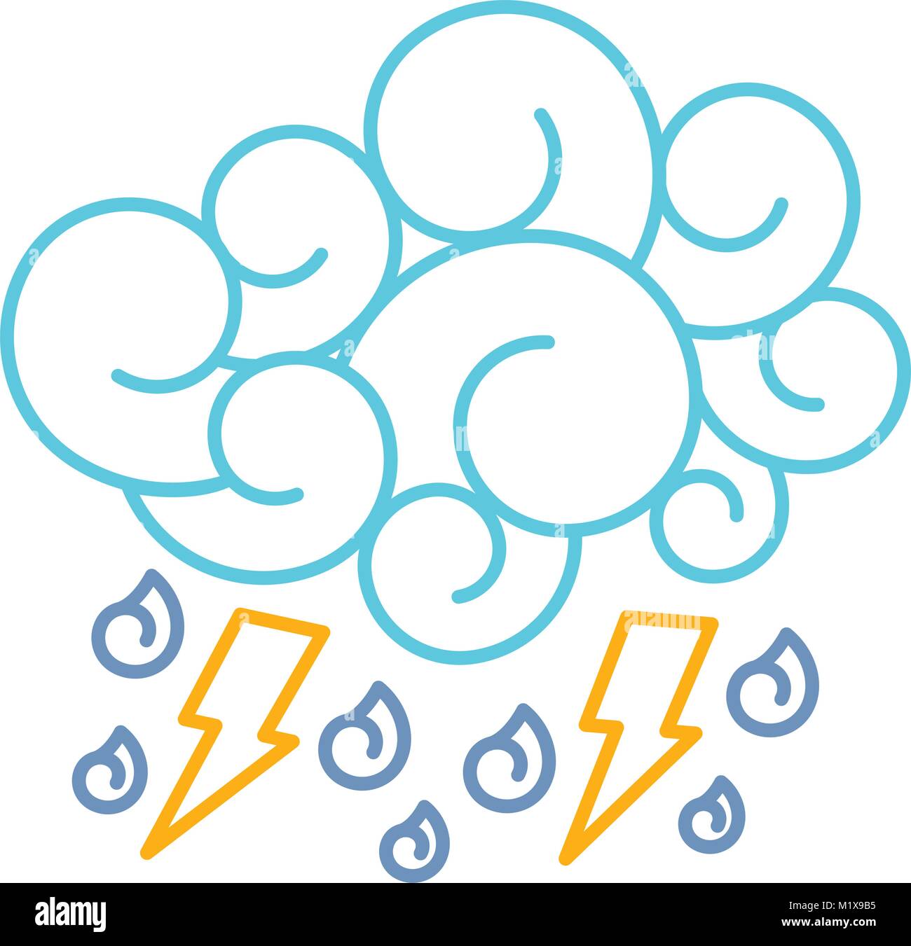 blue cloud lightning raindrops cartoon image Stock Vector Image & Art ...