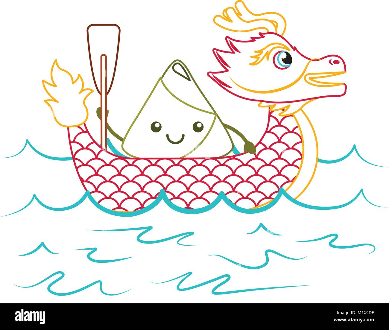 red dragon rice dumpling paddling festival chinese Stock Vector Image ...