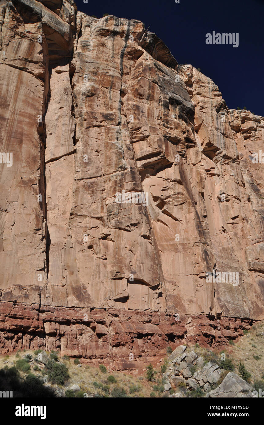 Cliff developed at the contact between Permian Hermit Shale and