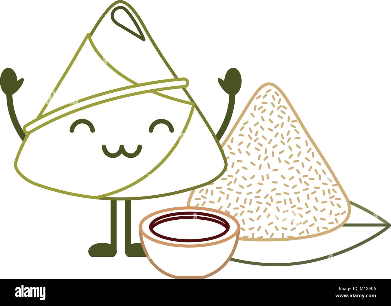 kawaii rice dumpling with sauce cartoon Stock Vector Image &amp; Art - Alamy