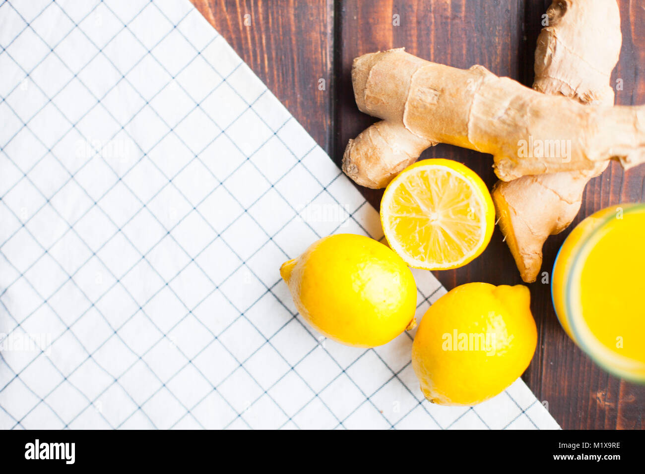 Healthy drink with lemon and ginger Stock Photo