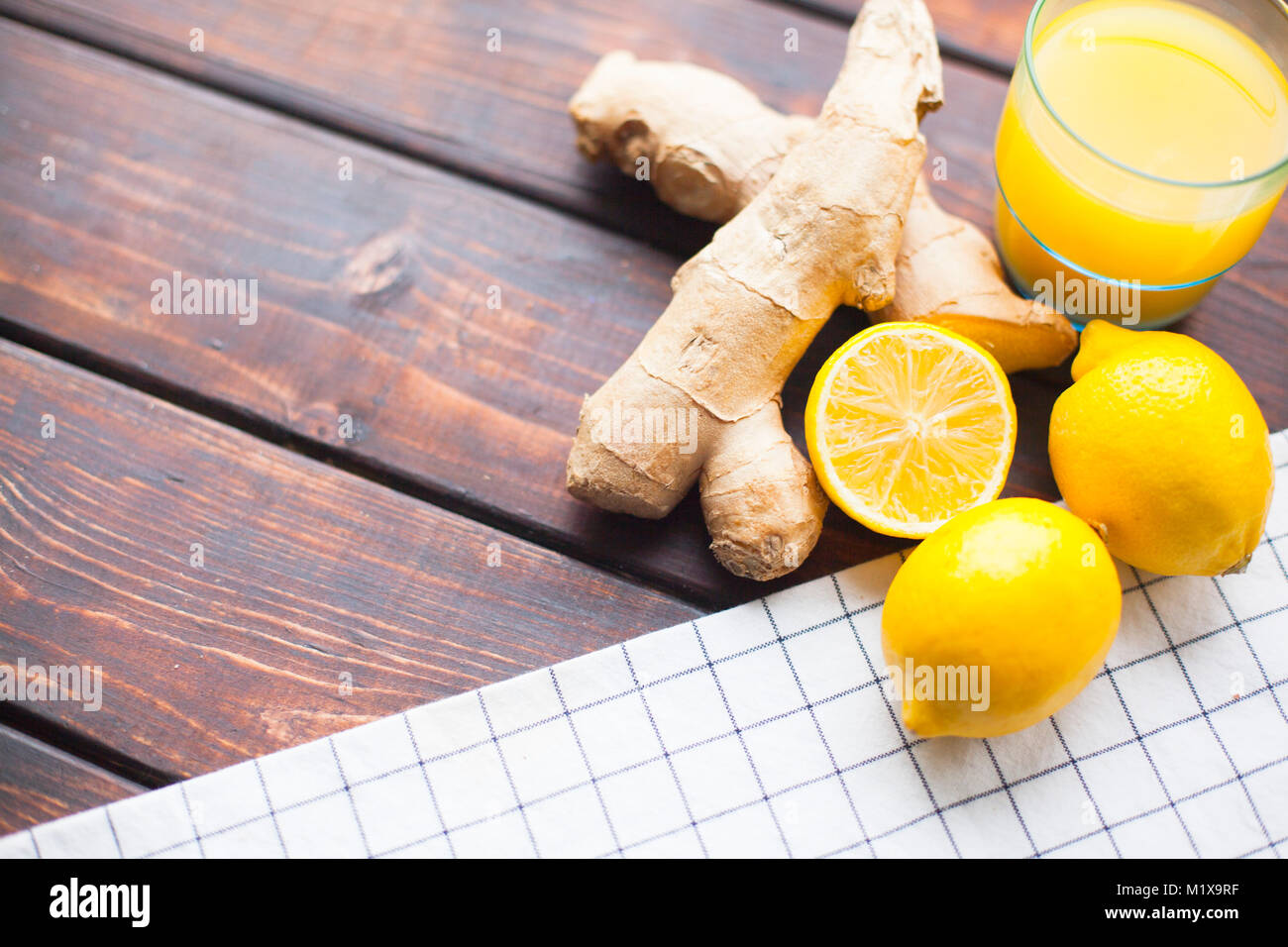 Healthy drink with lemon and ginger Stock Photo