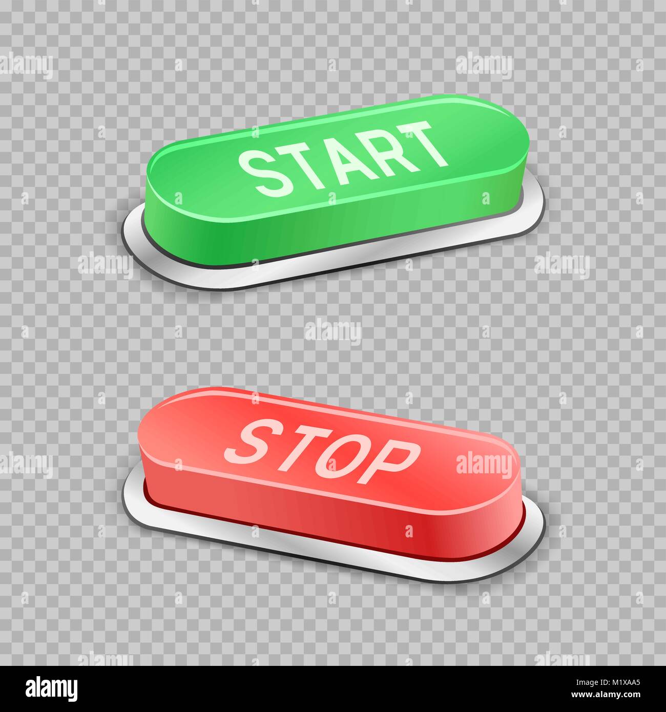 Start And Stop Large Buttons With Shadow On Transparent Background