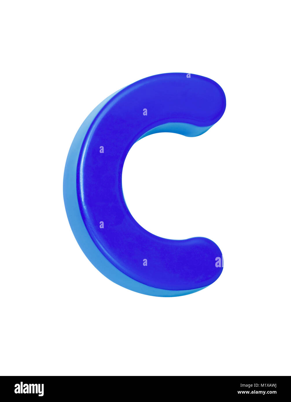 A cut out shot of a blue plastic letter 'C' Stock Photo