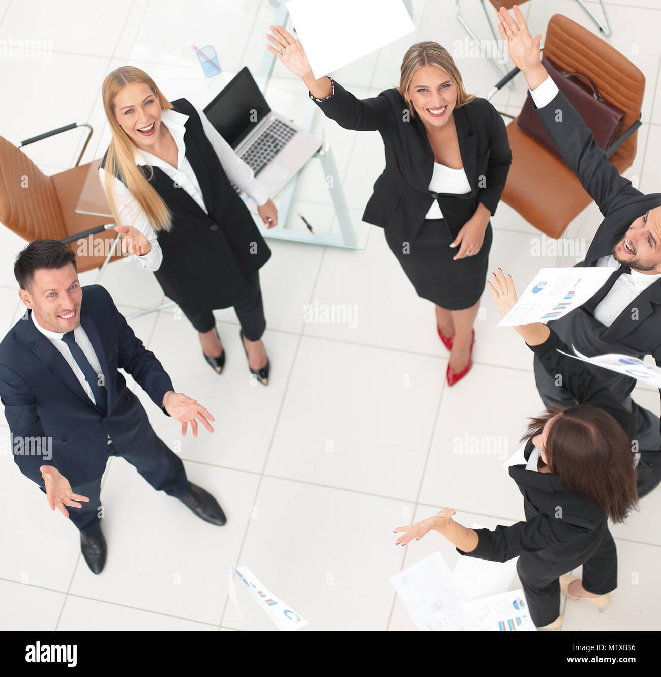 Group confident business people throwing hi-res stock photography and ...