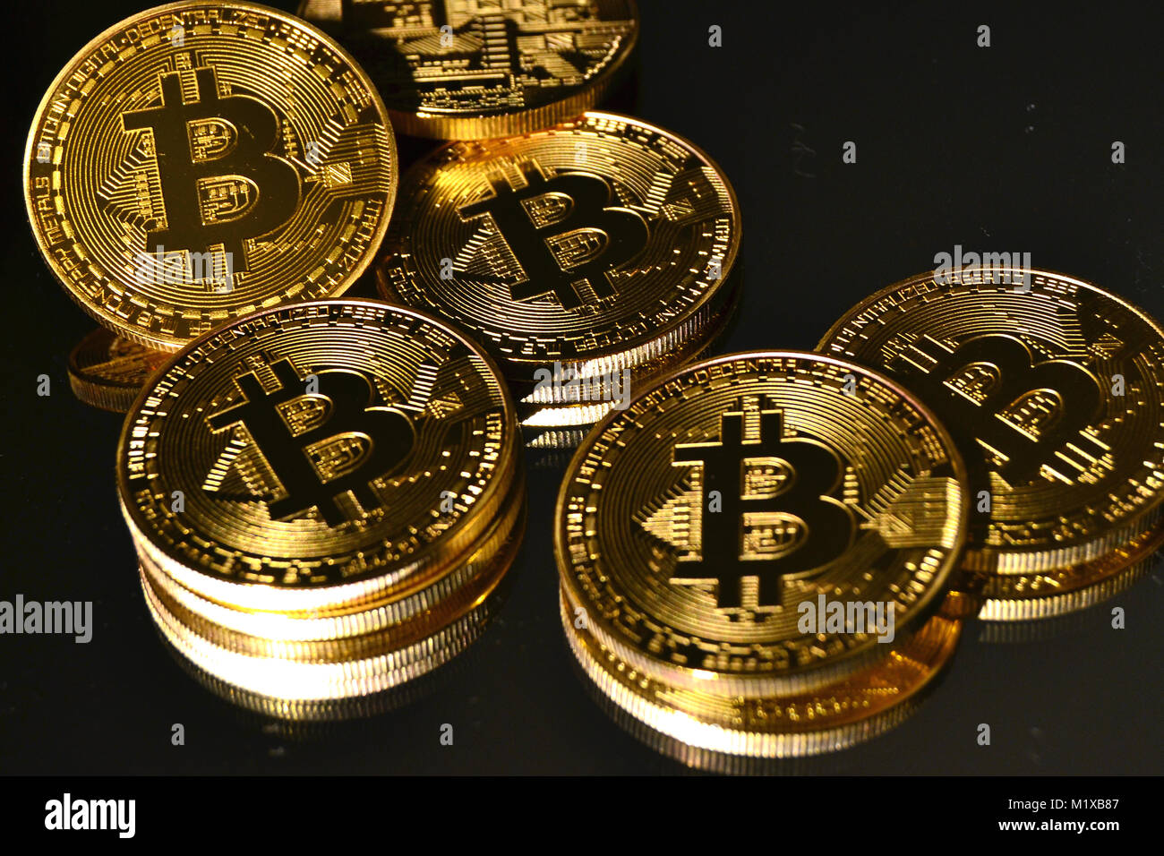 Bitcoin coins digital Stock Photo