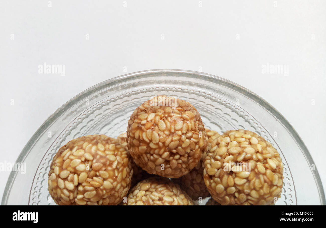 Sesame Sweet Balls an Indian Traditional Festival Food Item Stock Photo