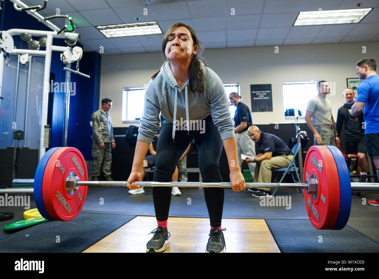 Zoe Reyes, 705th Operating Location Alpha, Combat Training Squadron,  deadlifts 245 pounds during the annual Bench Press and Deadlift competition  at Schriever Air Force Base, Colorado, Jan. 26, 2018. Reyes competed  against five other women and ...