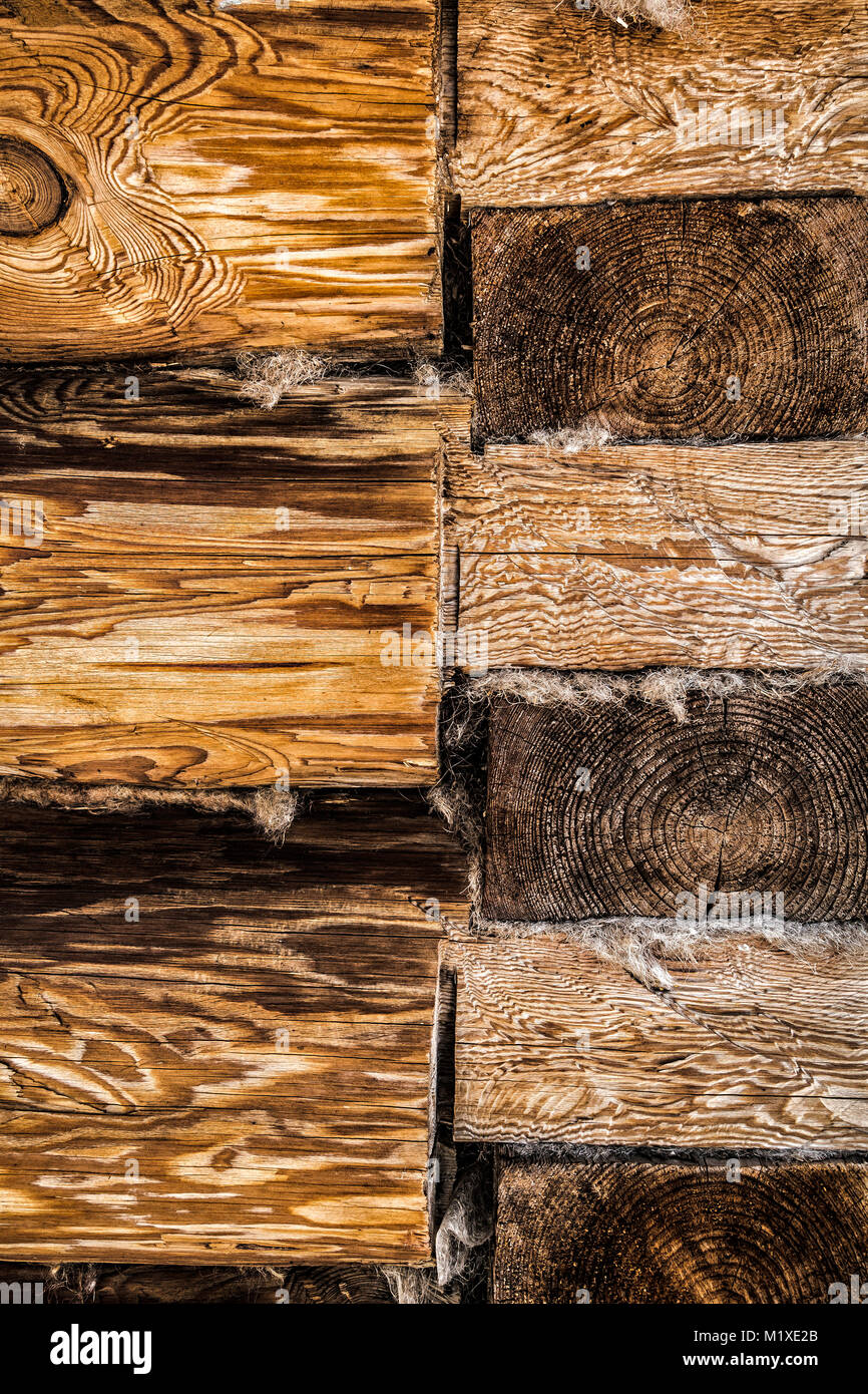 Part of the old log building construction closeup Stock Photo - Alamy