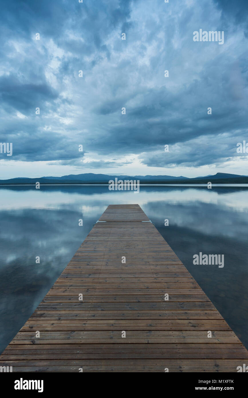 Pier on lake in Jamtland, Sweden Stock Photo