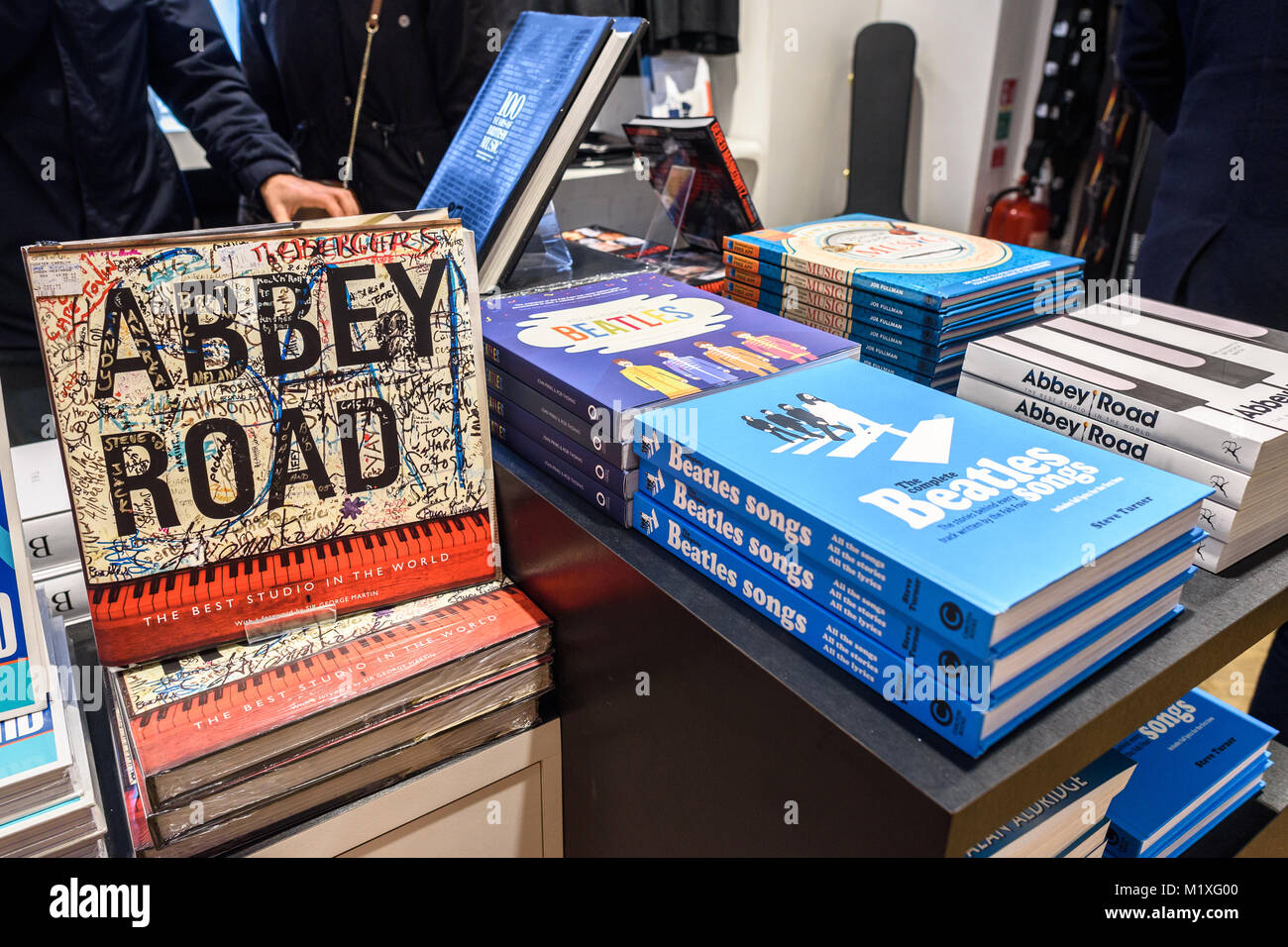 The Abbey Road shop selling various music related gifts, including Beatles related books. Stock Photo