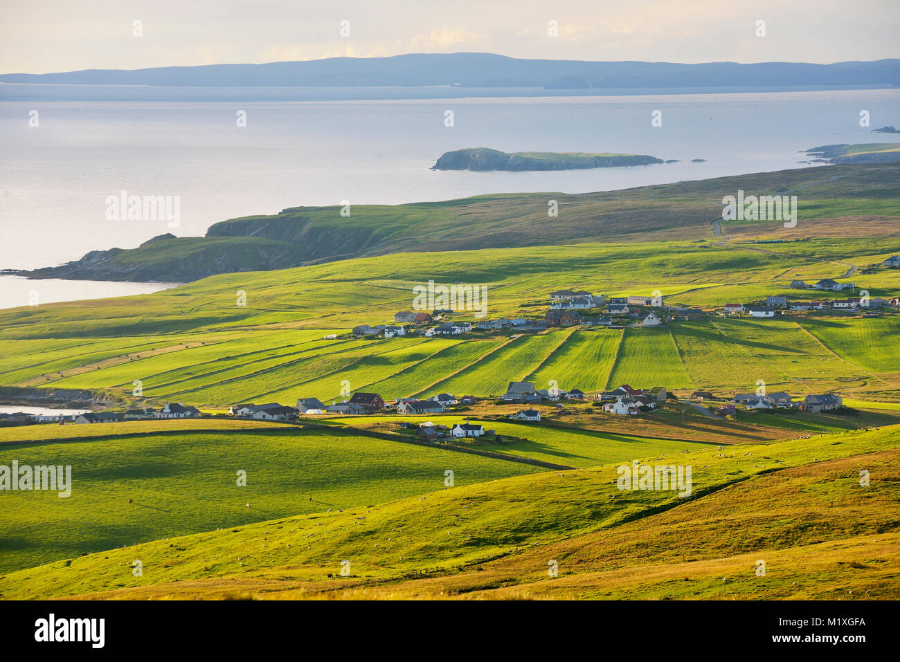 Rural houses in Shetland, Scotland Stock Photo