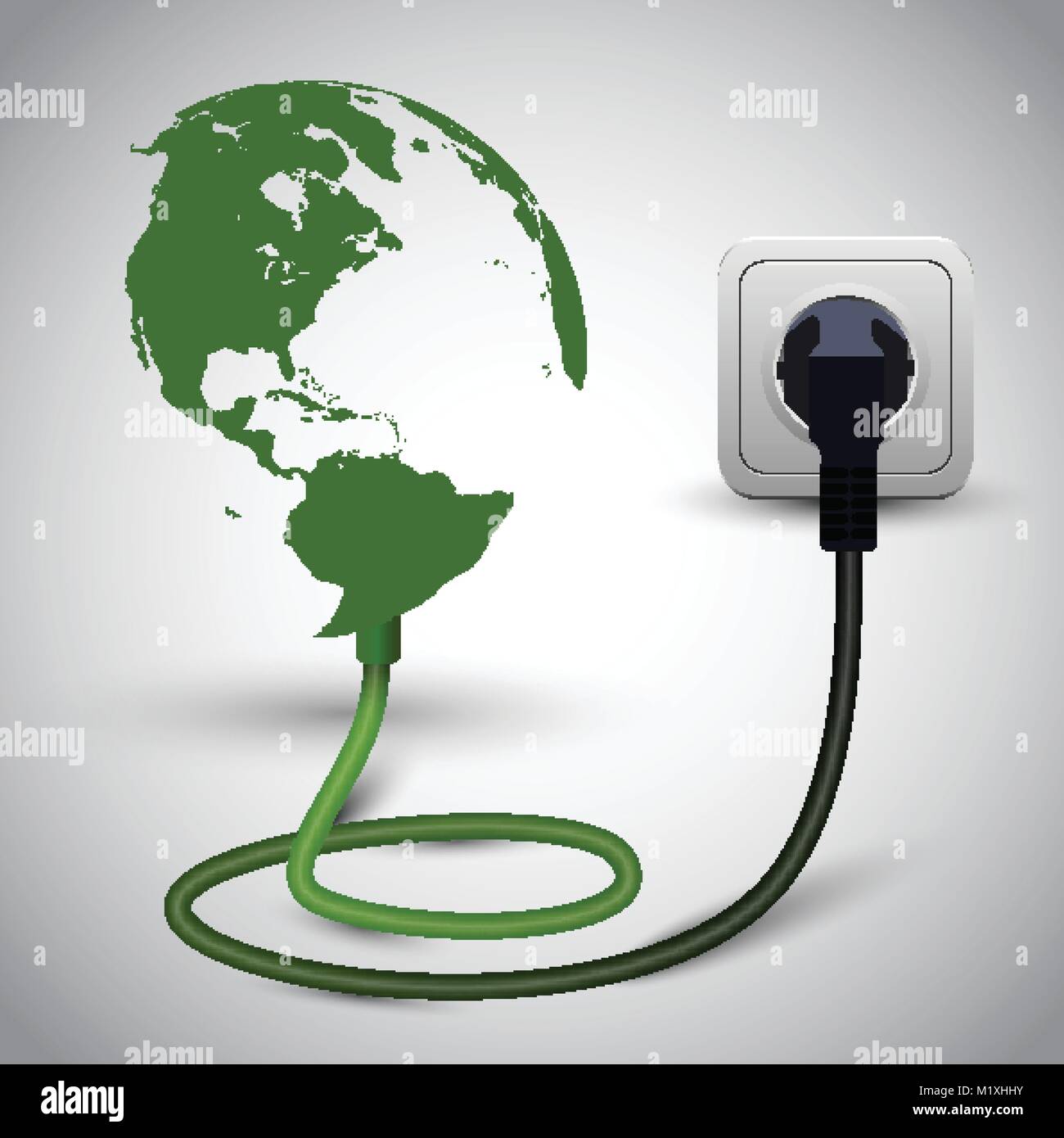 Vector illustration of earth globe with power cable Stock Vector Image ...