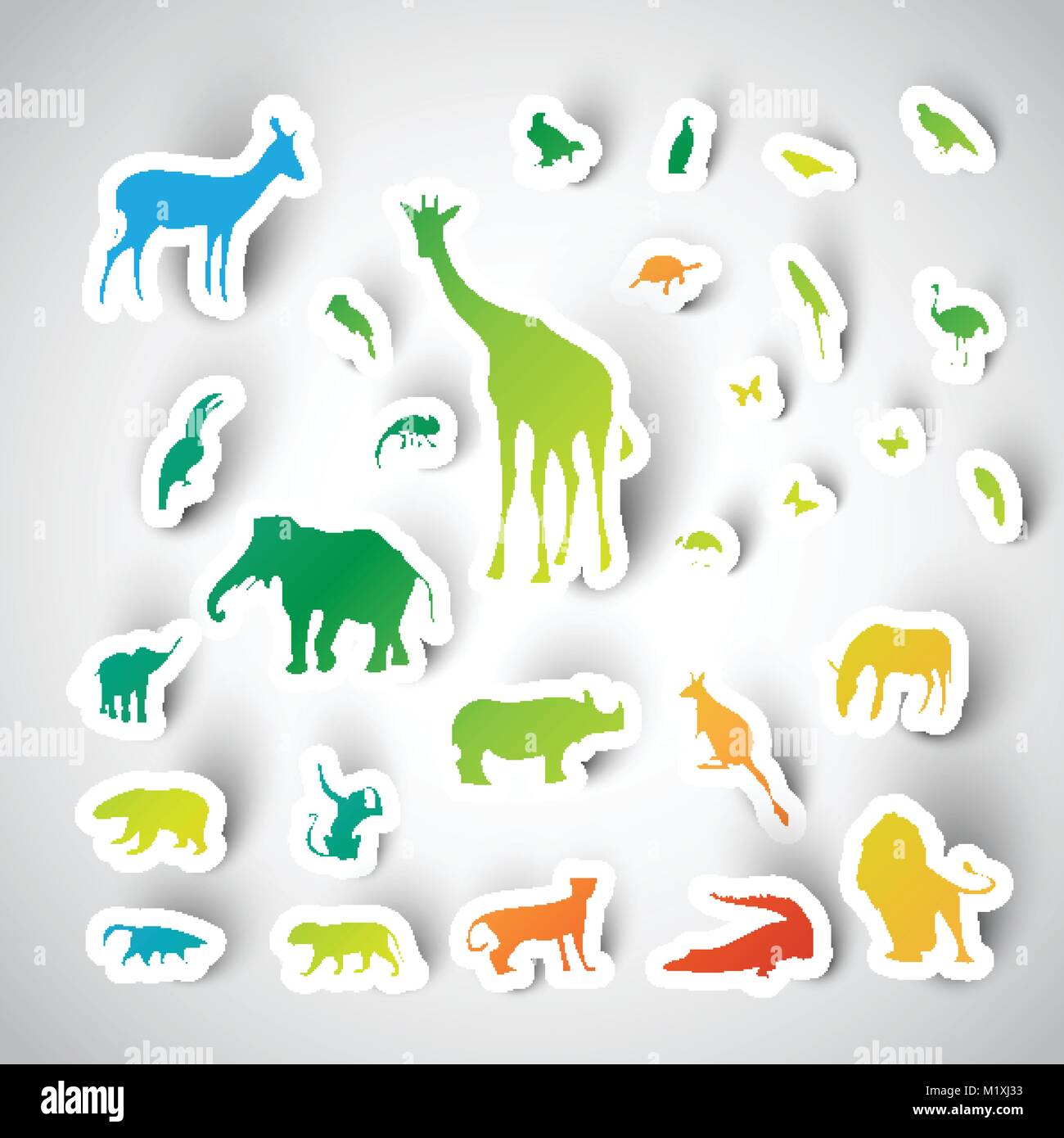 Zoo sticker animals collection, vector Stock Vector Image & Art Alamy