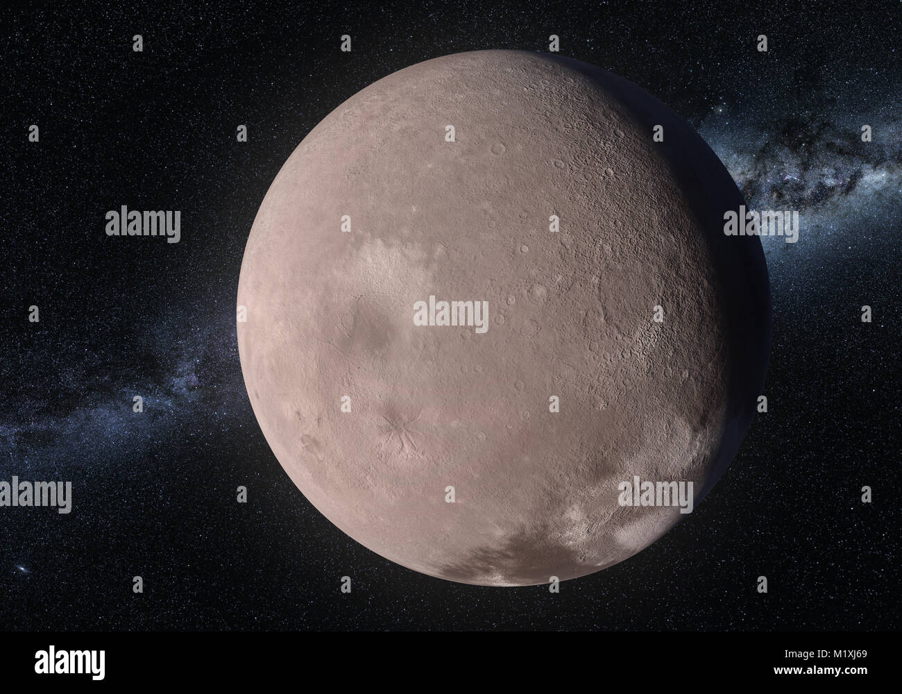 This image is a concept of the makemake dwarf planet in a precise and