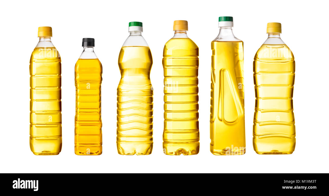 vegetable or sunflower oil in plastic bottle isolated Stock Photo - Alamy