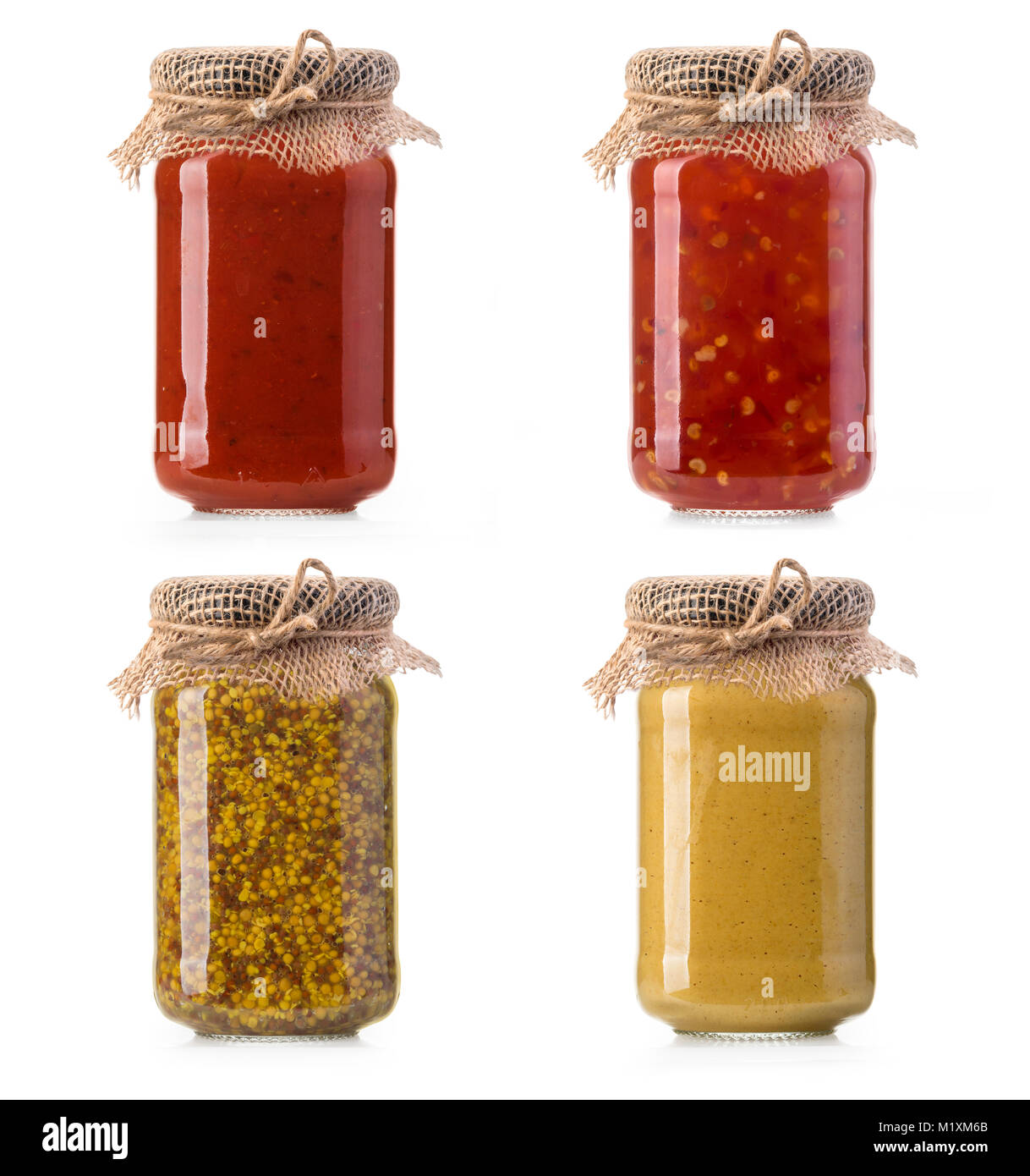 the various barbecue sauces in glass bottles isolated on white Stock Photo Alamy