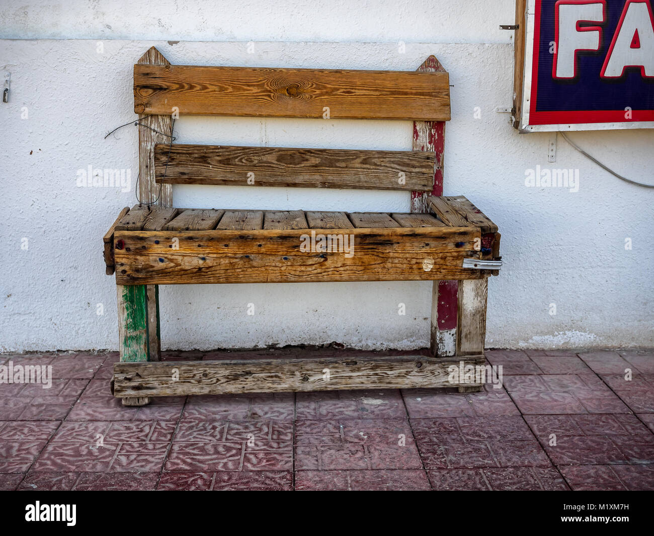 Aged Homemade Bench Worn Out In Sinai Egypt Stock Photo