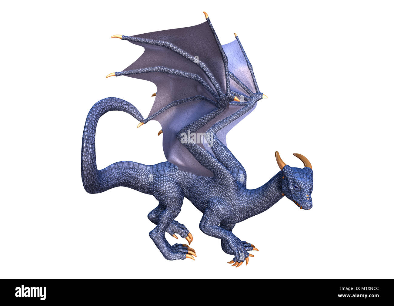 3D rendering of a blue fantasy dragon isolated on white background ...