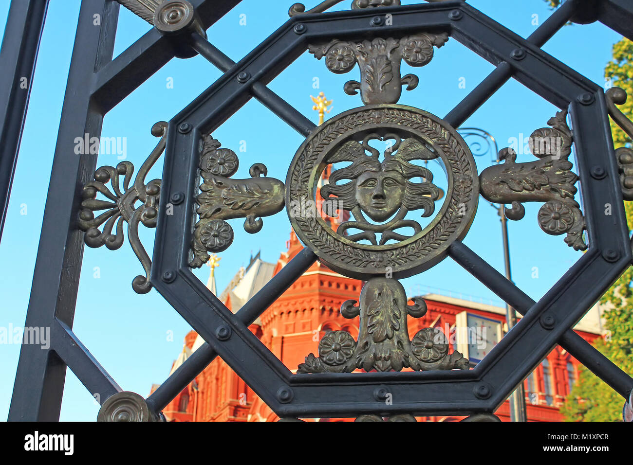 Wrought iron gate in the Alexander Garden near the Historic museum and