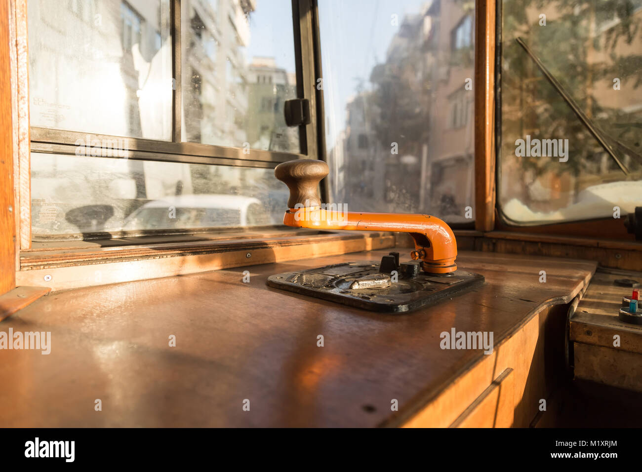 Interior of tramway and its control cabin Stock Photo - Alamy