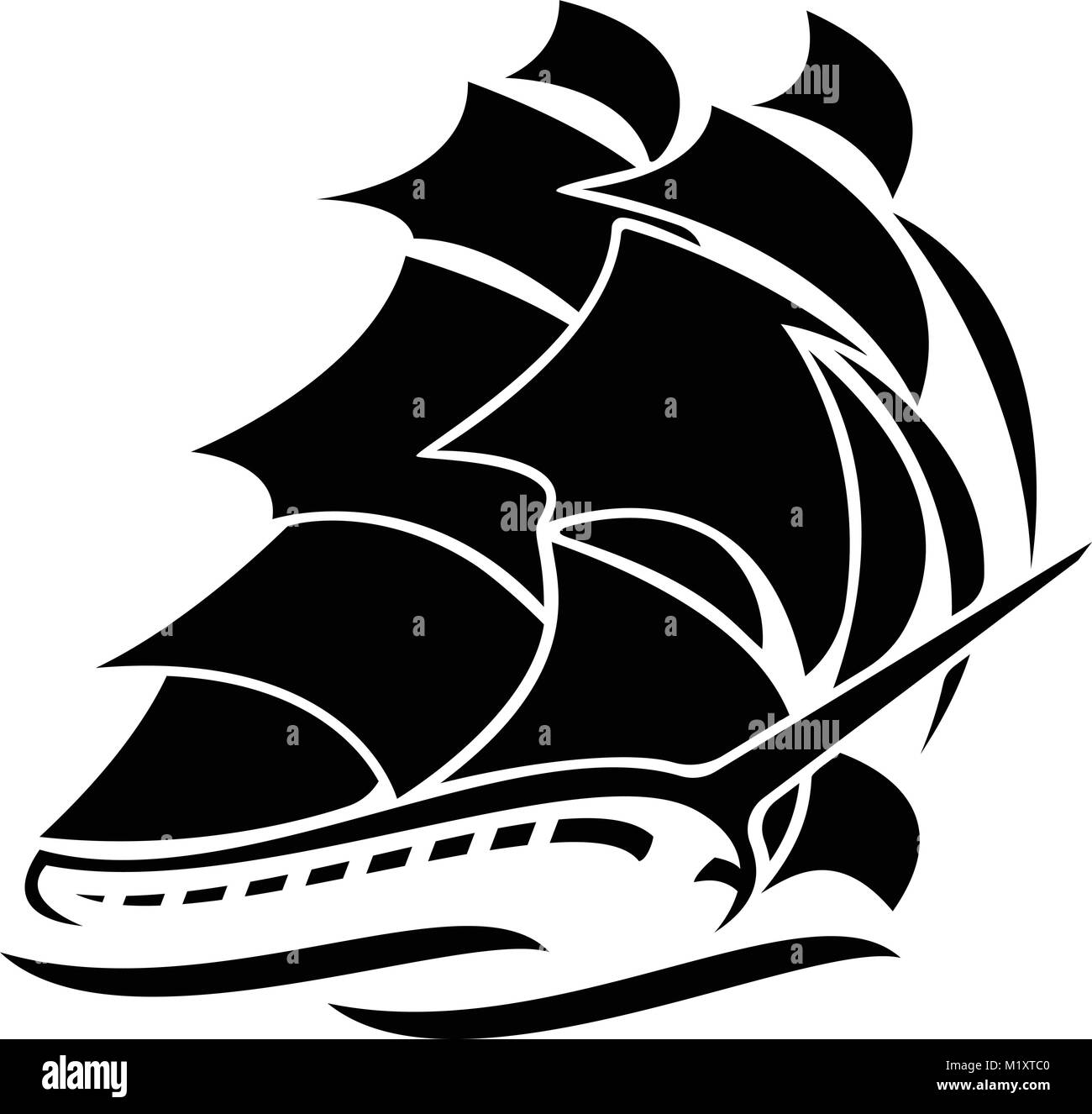 Old Tall Sailing Ship Vector Graphic Illustration Stock Vector