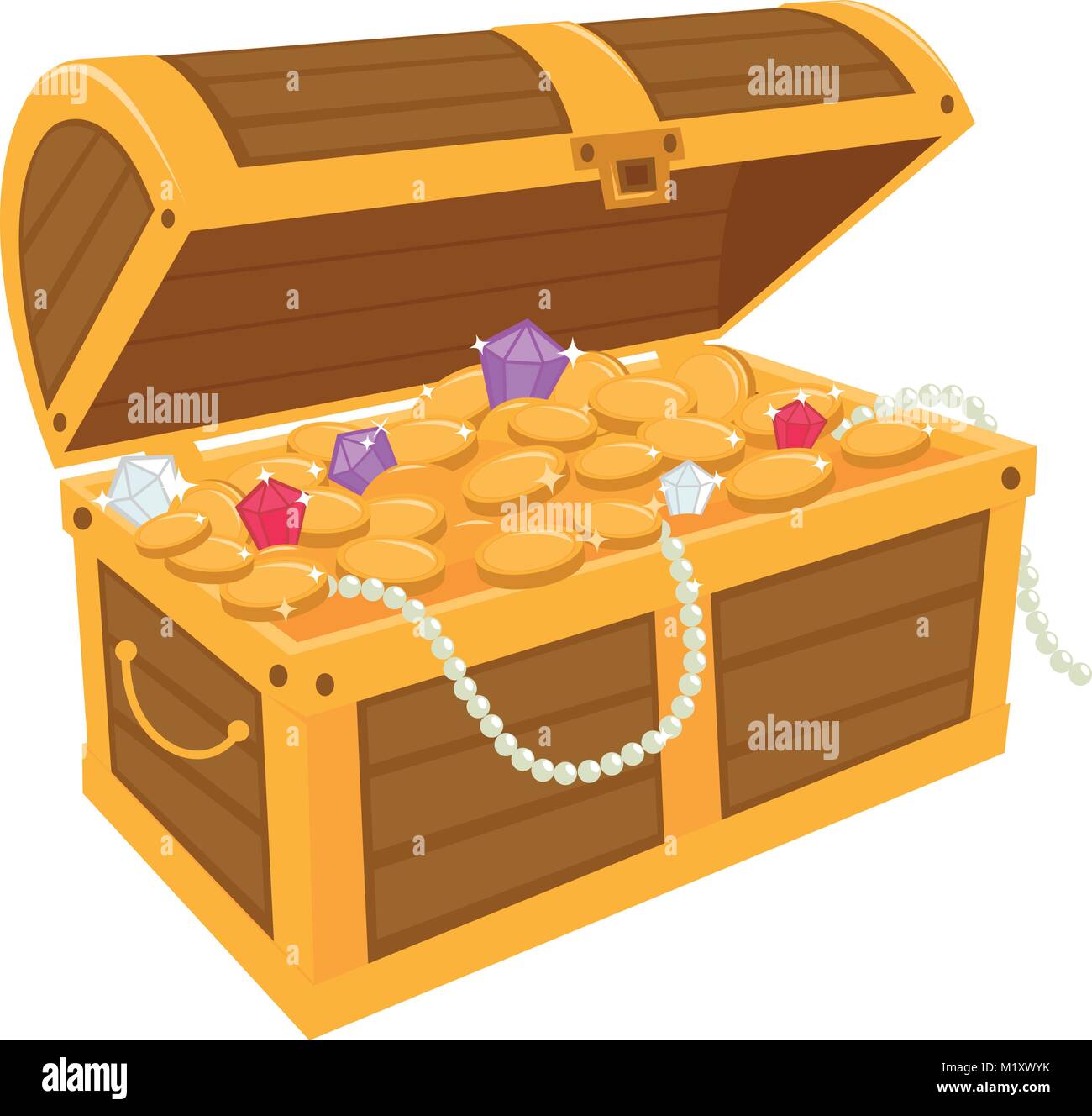 Treasure chest filled gold coins Stock Vector Images - Alamy