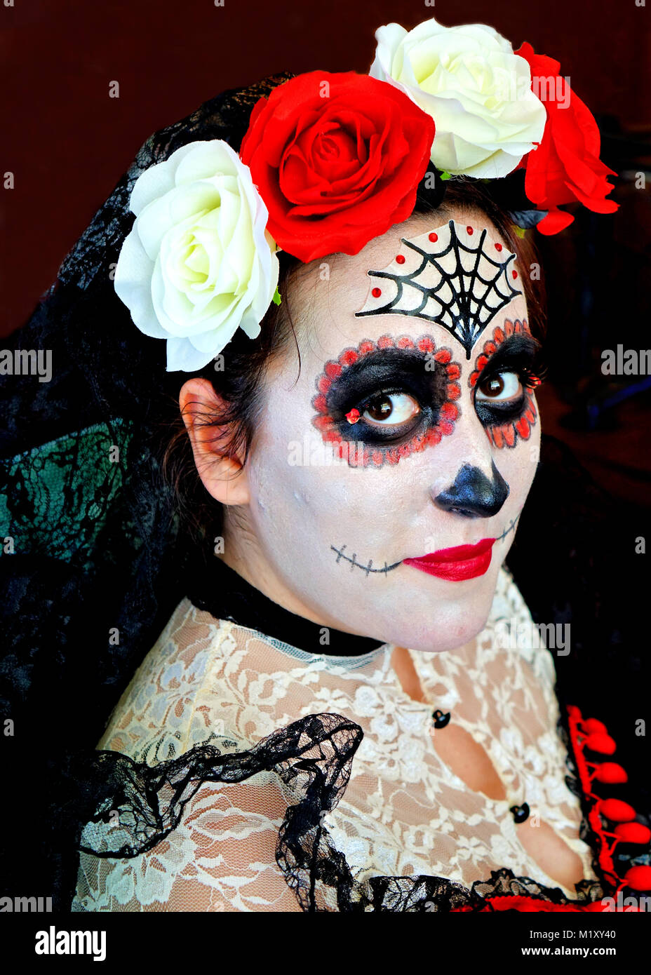 Muertos day of the dead face painting hires stock photography and