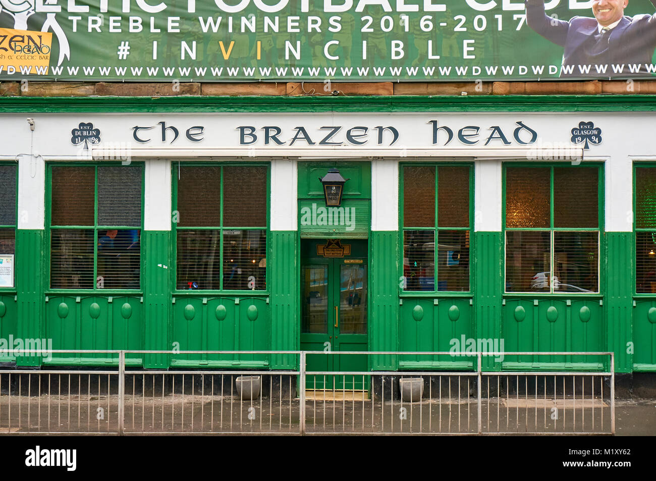 The Brazen Head - a pub supporting Celtic football club in Glasgow. Stock Photo