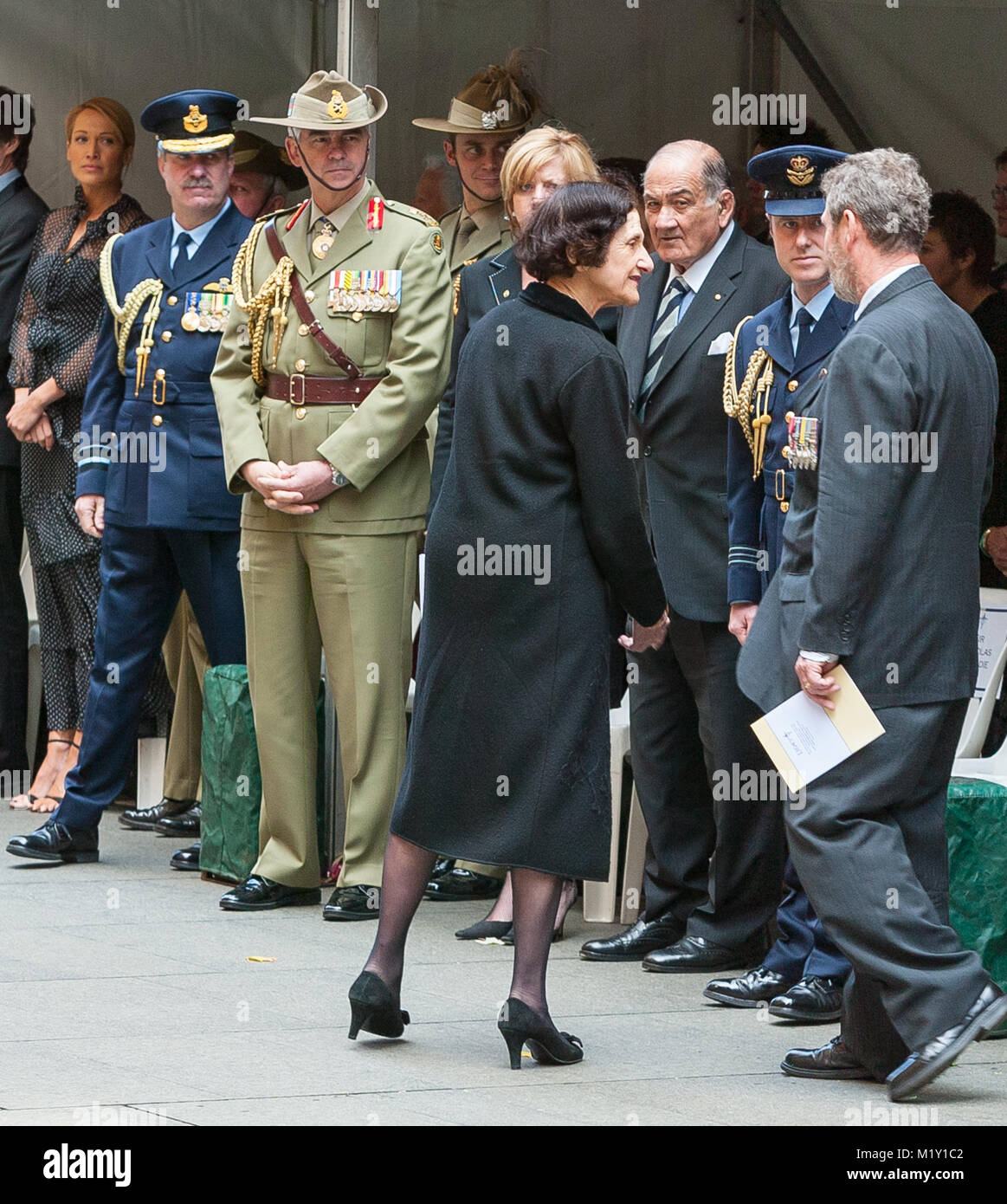 Legacy Week is launched at Martin Place in Sydney Australia for 2006. The popular annual event is well-known throughout Australia for the badge sellers who collect funds from the public to assist Australia's returned services staff and their relatives. Pictured: Marie Bashir and guests. Stock Photo