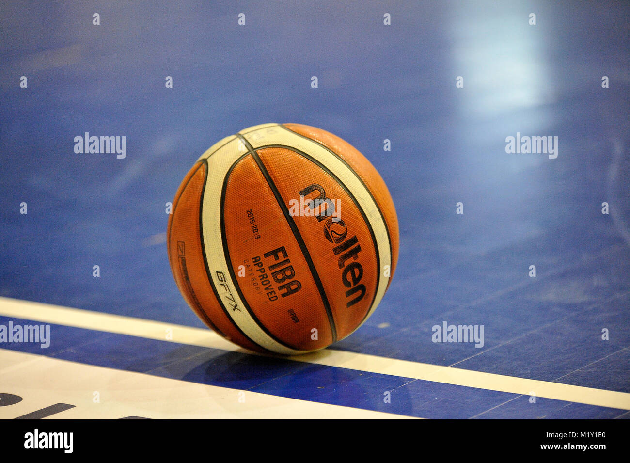 A basketball close up during a timeout in a game Stock Photo