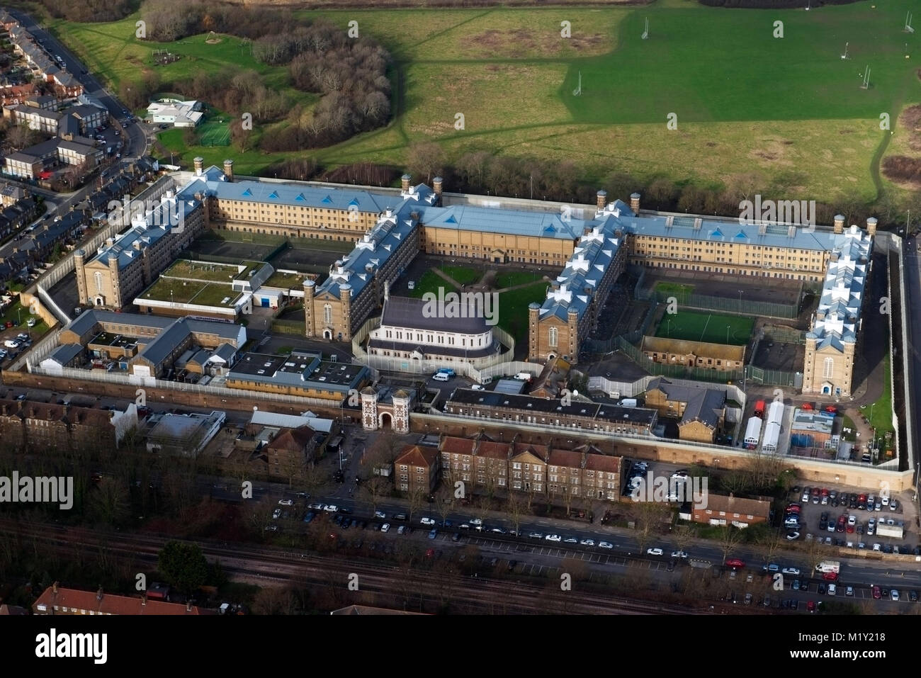 Wormwood Scrubs prison West London as seen from the air Stock Photo Alamy