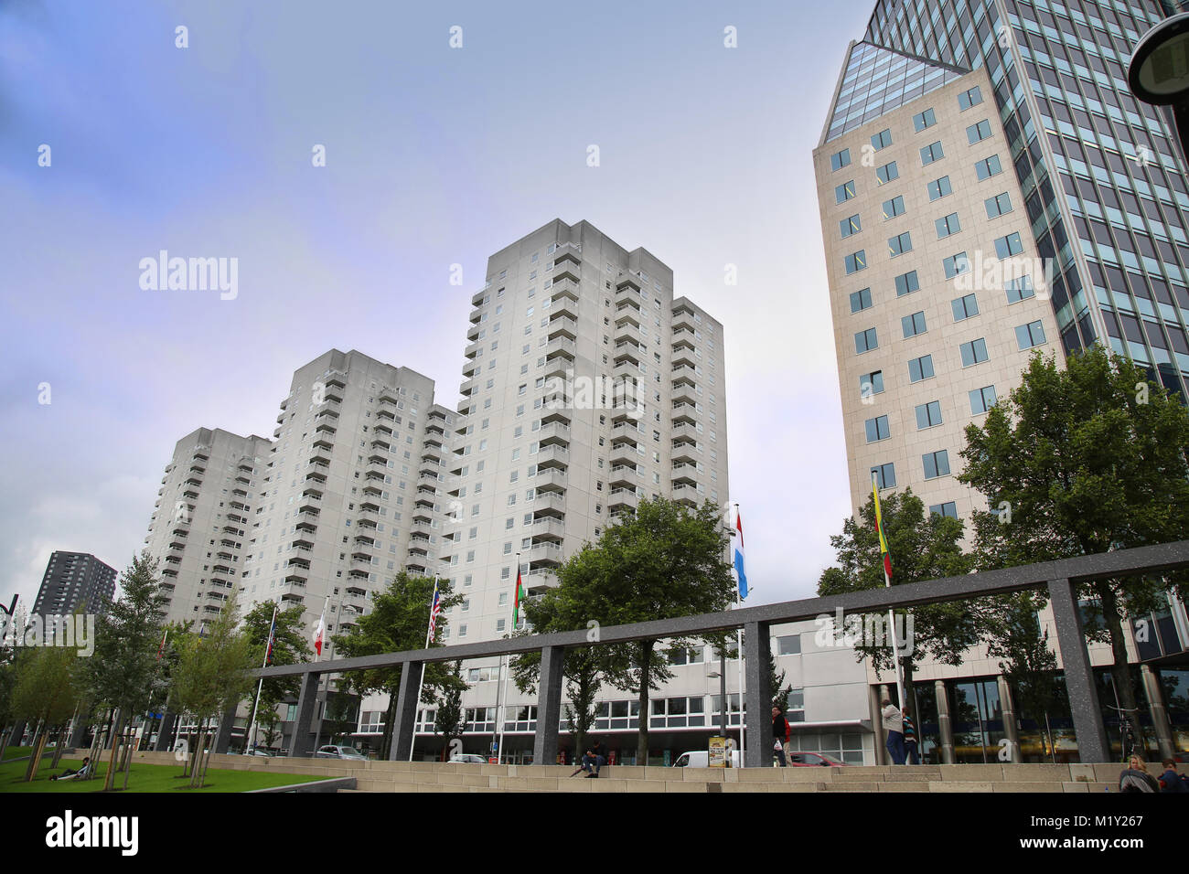 ROTTERDAM, THE NETHERLANDS - 18 AUGUST: Rotterdam is a city modern  architecture, Boompjes street from Boompjeskade in Rotterdam, Netherlands  on August Stock Photo - Alamy