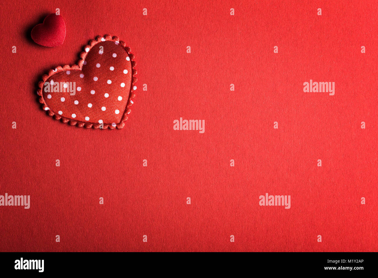 Horizontal red background image with two hearts in the corner Stock ...