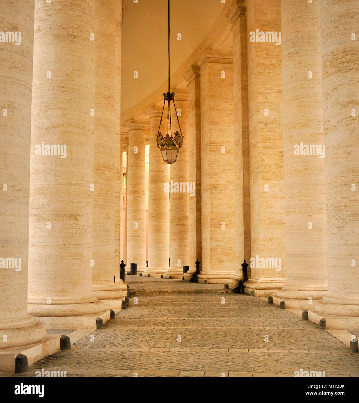 A close up view of columns in one of the Colonnades, Vatican City Stock Photo