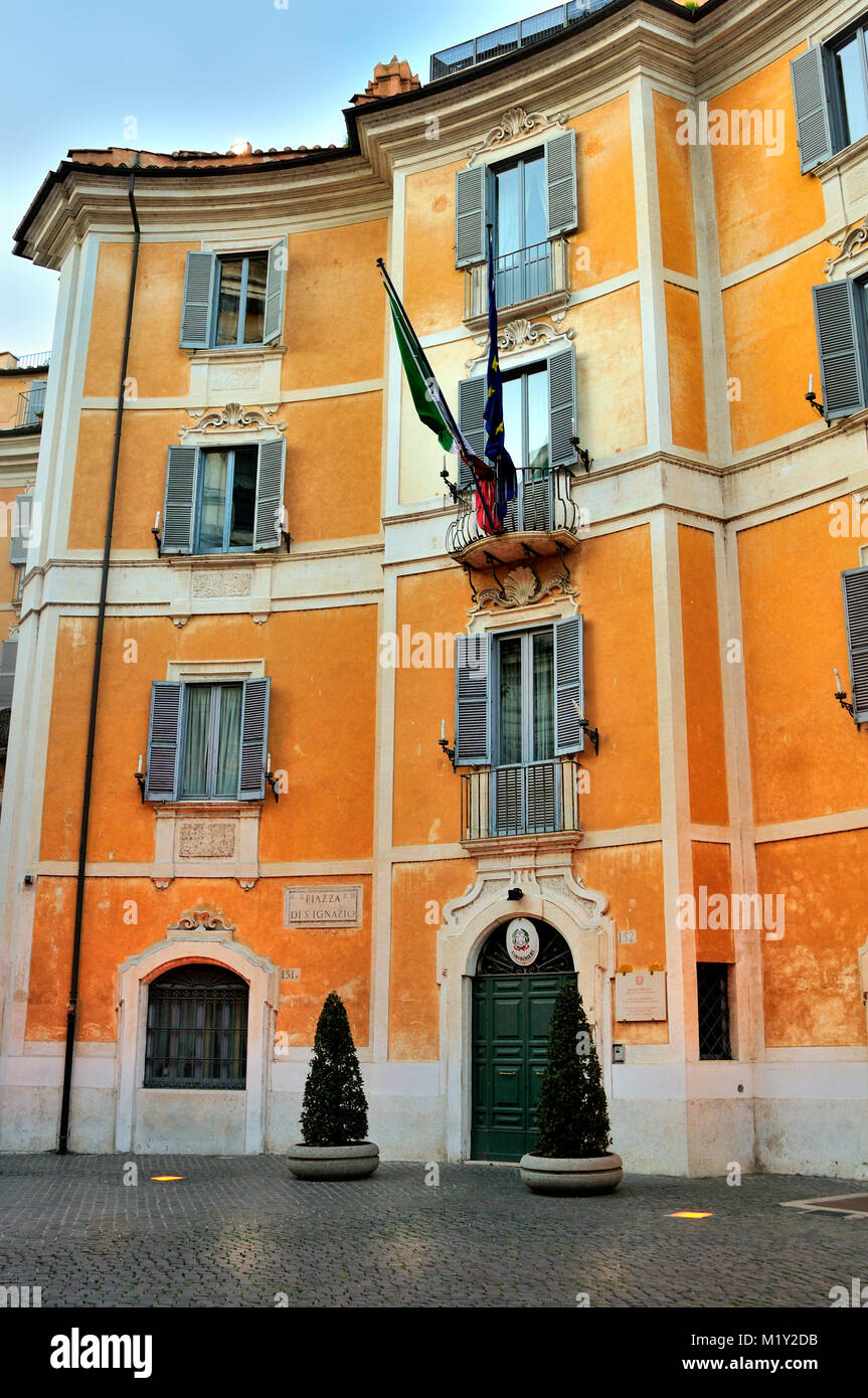 Ornate curved building used by the Carabinieri, in Piazza di Sant Ignazio, Rome Stock Photo