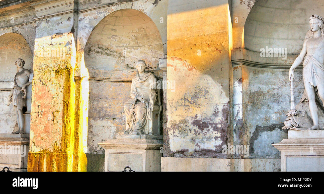 Classical roman statues in Rome in a golden light Stock Photo
