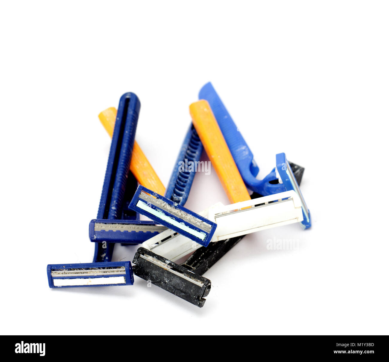 used disposable razor blade, on white background, image of a Stock