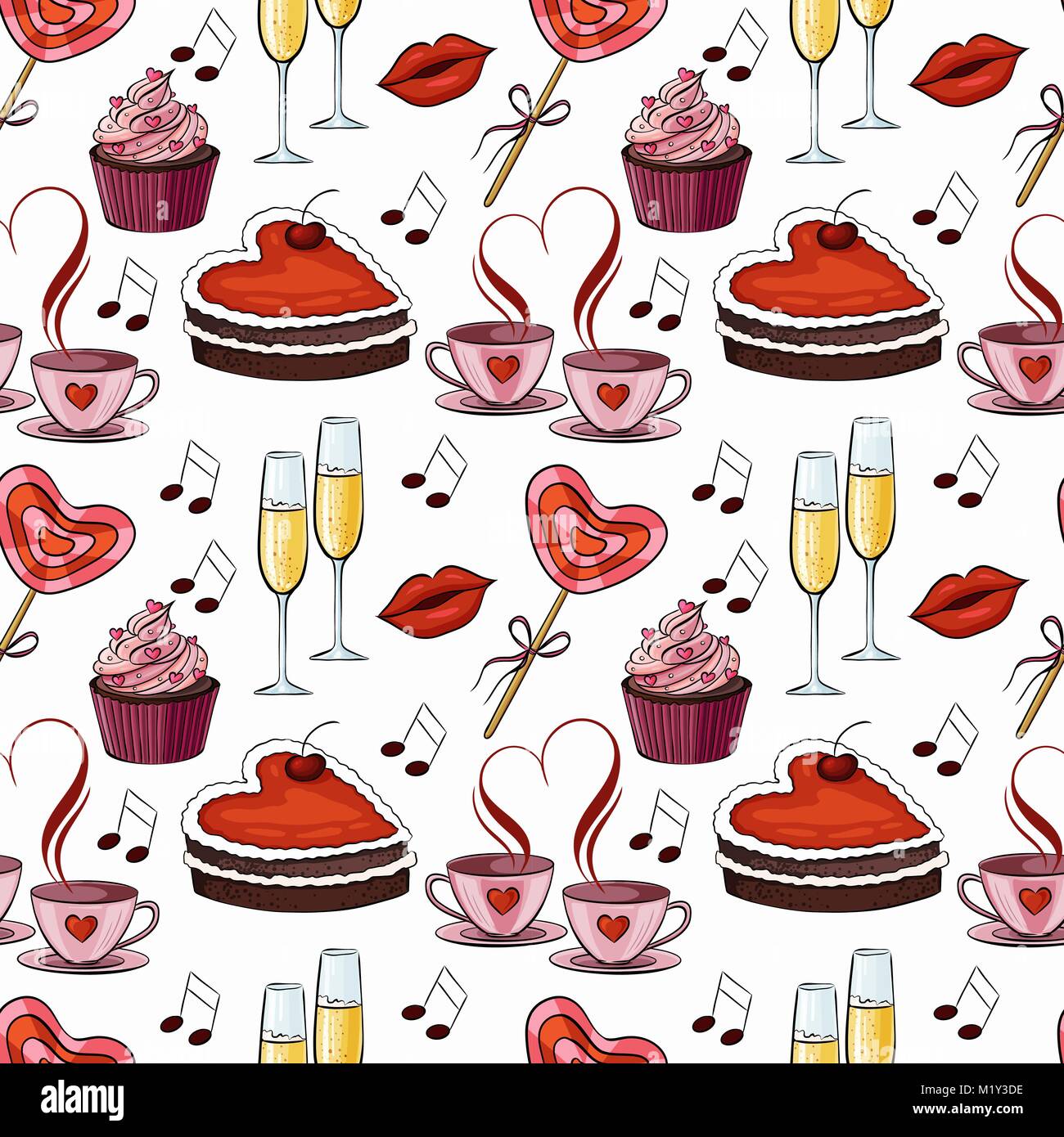 Vector illustration of a seamless pattern for Valentines day Stock ...