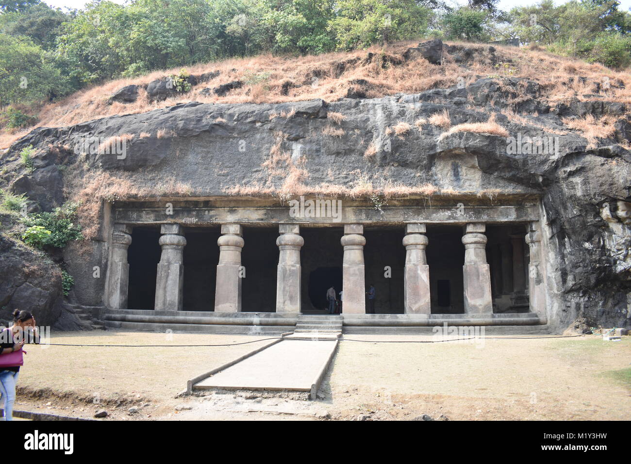 Elephanta caves close up view of looking awesome. Stock Photo
