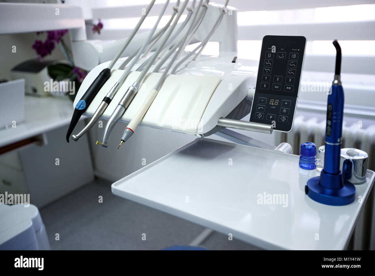 Apparatus and equipment for repairing teeth in dental ordination Stock