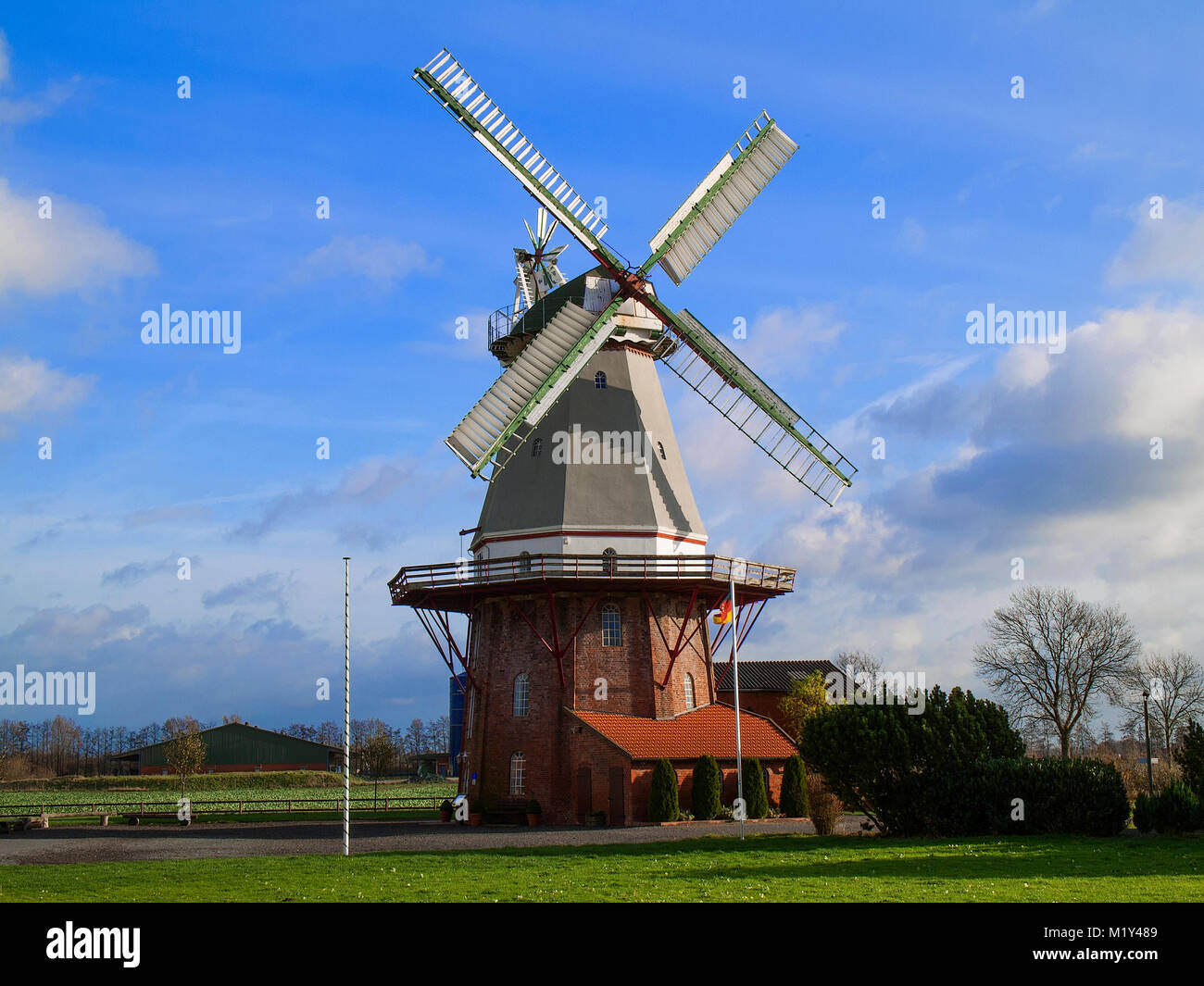 Historical Windmill, Blender Mühle, in Blender, Twachtweg, Niedersachsen, Germany. Stock Photo